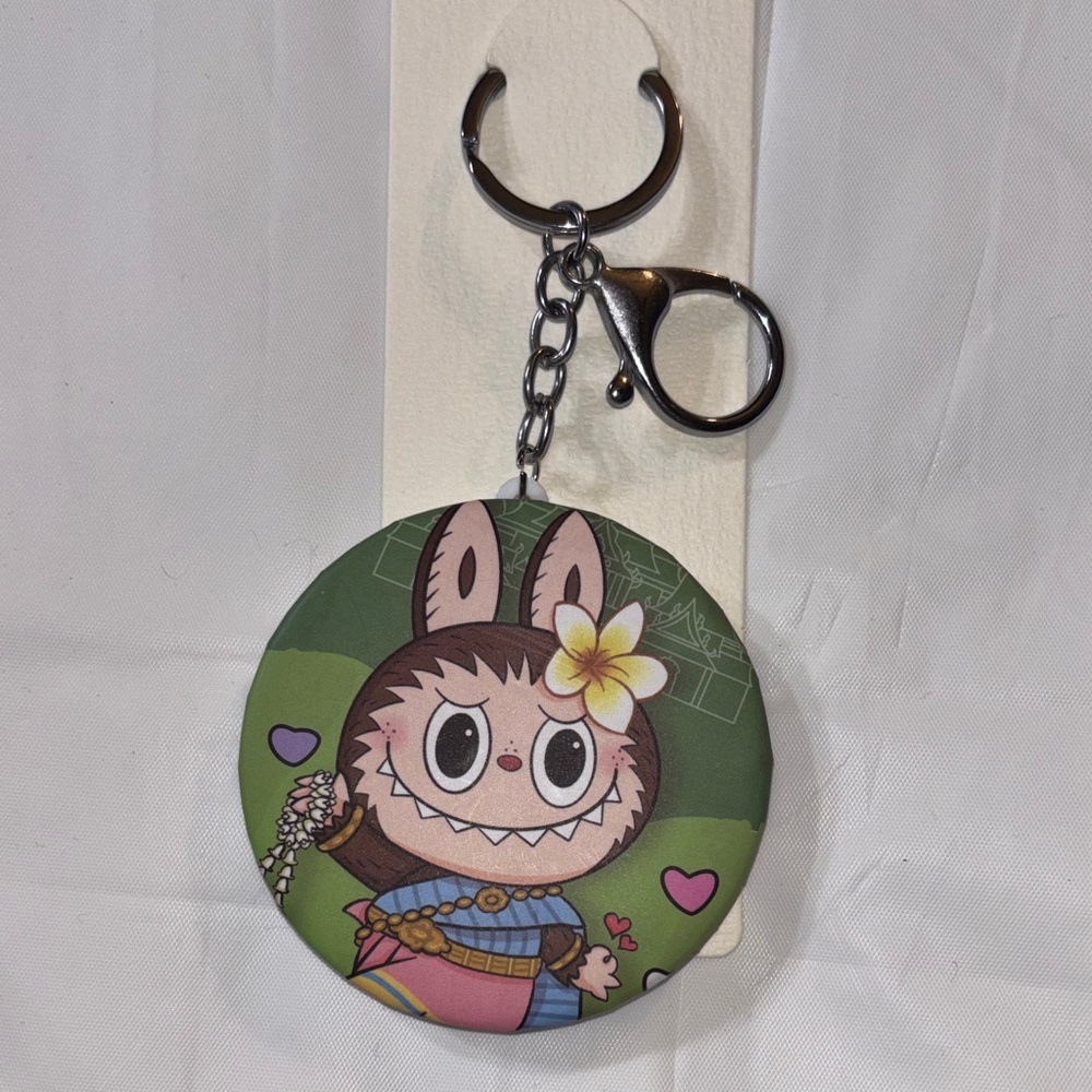 Green Labubu Compact Mirror Keychain/Bag Charm